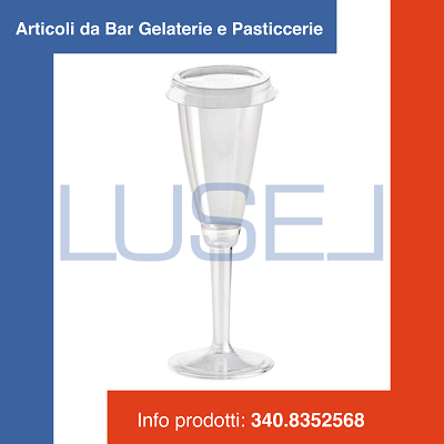 a PZ 20 CALICI FLUTE TRASPARENTI CON COPERCHIO PER MONOPORZIONI E SORBETTI