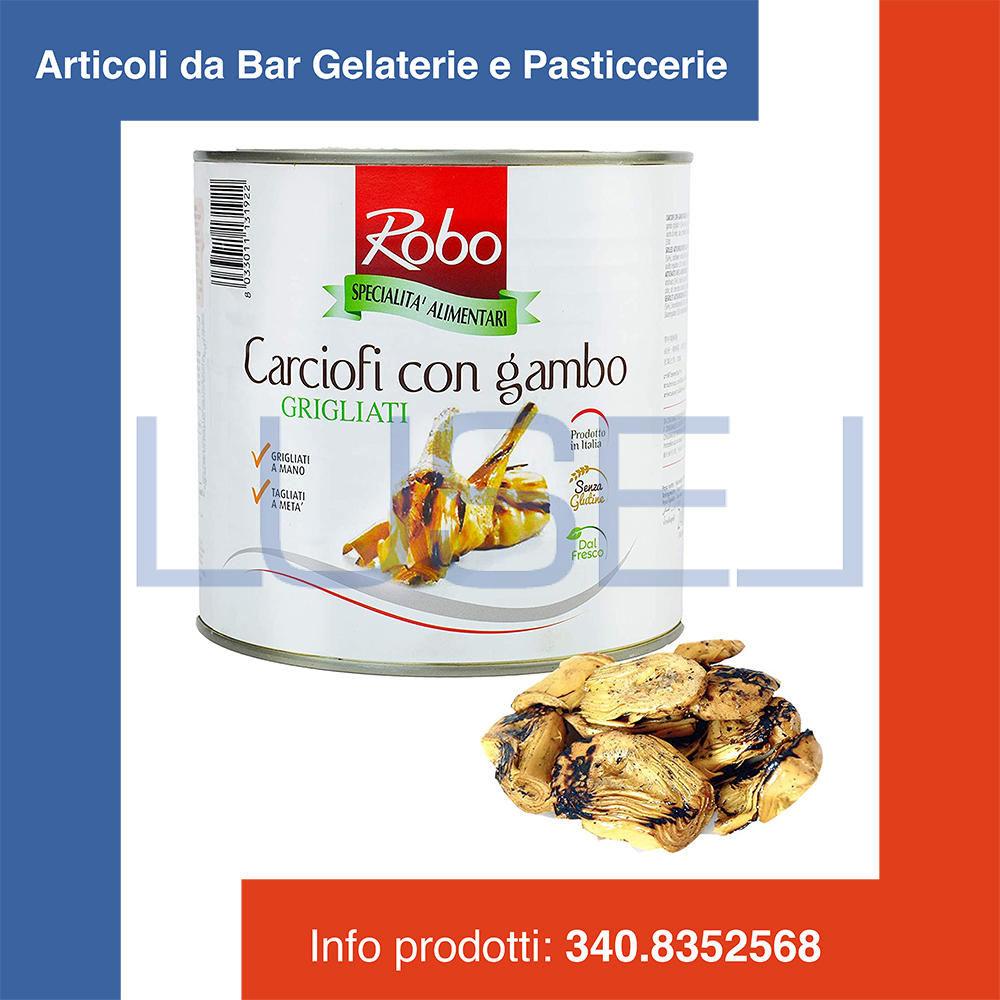 (c2) GR 2400 CARCIOFI CON GAMBI GRIGLIATI PRODOTTO IN ITALIA SENZA GLUTINE, TAGLIATI A META' E GRIGLIATI A MANO