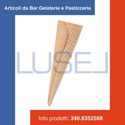 CONO PER GELATO CIALDA PER GELATO GRANDE IN CIALDA ARROTOLATA CONO 2000  CROCCANTE PZ 200 (5 ct + 1 ct omaggio)