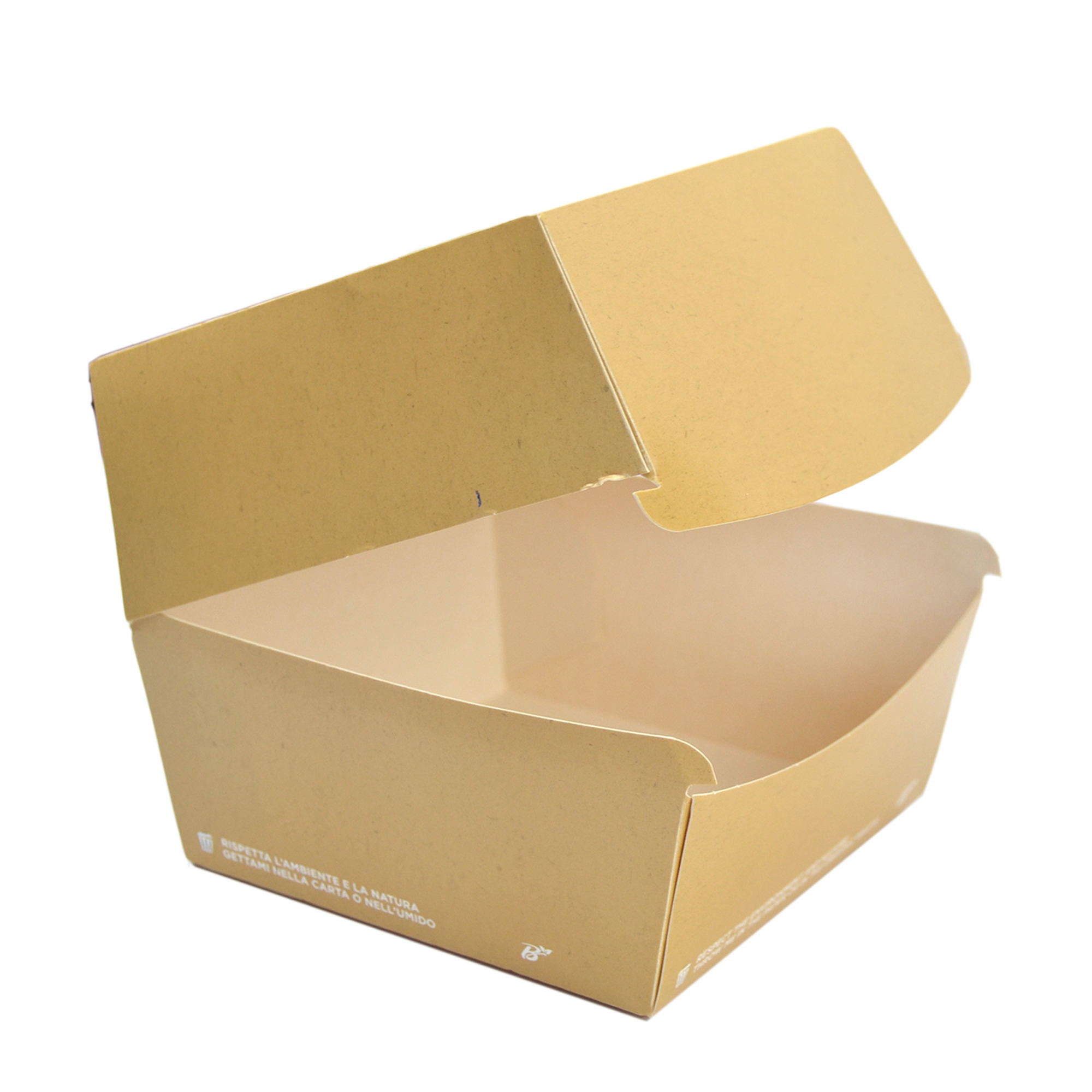 (a 09) PZ 50 BOX PANINO GRANDE 12 X 12 X 11 CM PORTA FRITTI E PANINI IN CARTA AVANA IDEALE PER ASPORTO