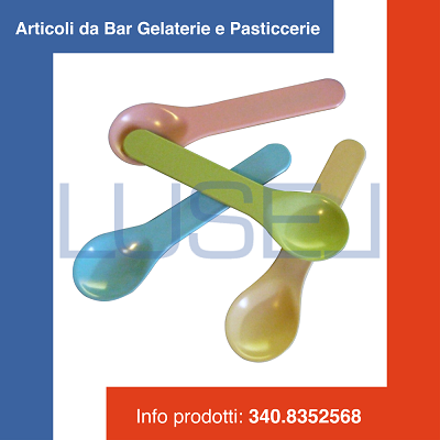 b2 PZ 400 CUCCHIAINI MULTICOLOR DA CM 15 IN PLASTICA PER GELATI YOGURT E DOLCI SPOON NEW DESIGN