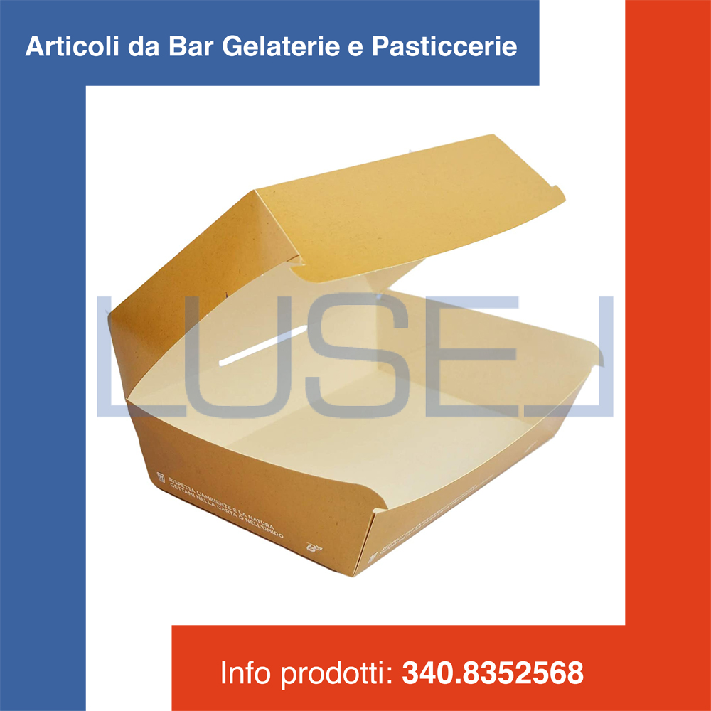 (a35) PZ 50 PORTA PANINO AVANA BIO COMPOSTABILE 15 X 10 X 7 CM ASPORTO DI ALIMENTI FRITTI