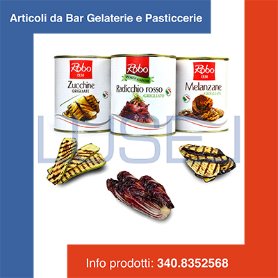 (c4) TRIS DI VERDURE GRIGLIATE RADICCHIO ROSSO 700 GR + MELANZANE 750 GR + ZUCCHINE 780 GR