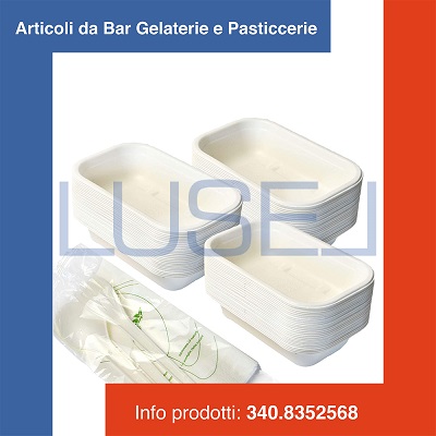 (a3) PZ 25 VASCHETTA BIANCA 500 ML BIO + PZ 25 COPERCHI TRASPARENTI + PZ 25 POSATE BIO