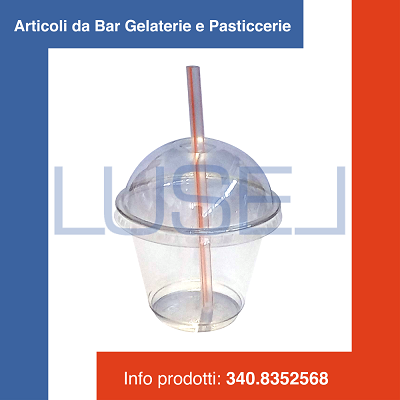 i PZ 50 COPPETTA MACEDONIA CC 270 (9 OZ) IN PLASTICA CON COPERCHIO PER YOGURT GELATI E FRAPPE'