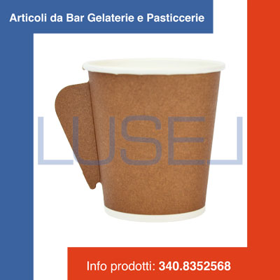 (a01) PZ 100 BICCHIERE CON MANICO CL 10 PER CAFFE' E BEVANDE CALDE BICCHIERINO CARTONE 4OZ