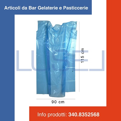 (b6) PZ 10 CAMICE LDPE 90 X 115 CON ASOLE BRACCIA E TESTA COLORE AZZURRO